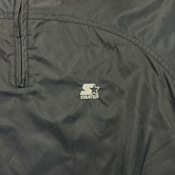 VTG Starter 1/4 Zip Windbreaker Jacket Mens Medium M Black Silver Y2K Pullover - Picture 4 of 7